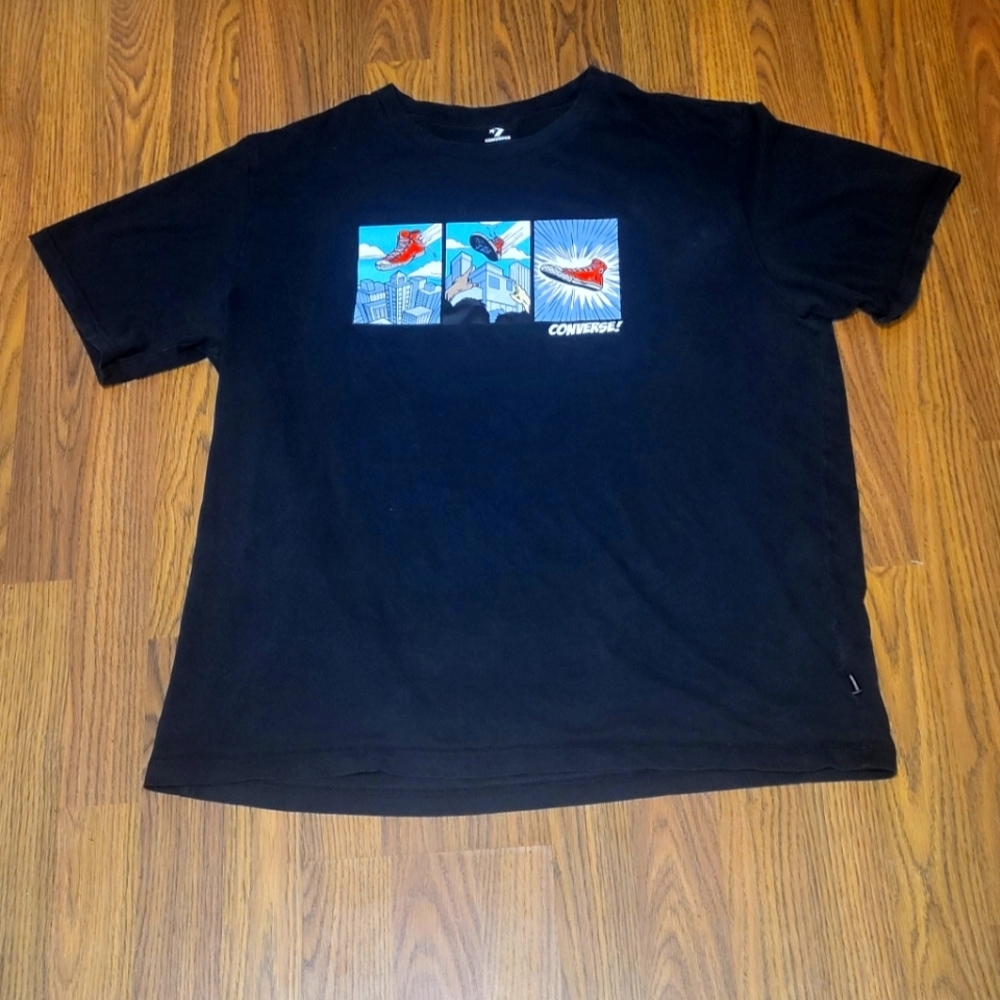 Converse Black Short Sleeve Tee with Blue and Red Graphic